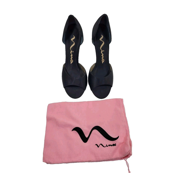 Nina Black Luster Satin Womens Heels Size 7.5M - Picture 6 of 7